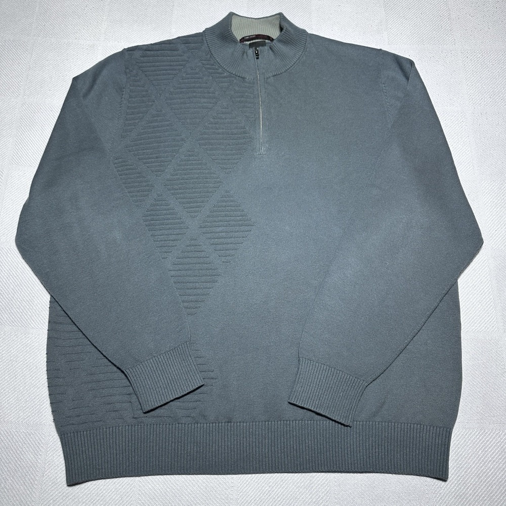 Nike Tiger Woods 1/4 Zip Sweater Mens XL Gray Cotton Cashmere Golf Casual Preppy - Picture 2 of 12